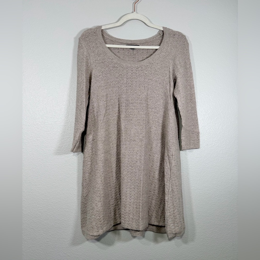 American Eagle Dress Sweater Dress 3/4 Sleeve Knit Texture Oatmeal Brown Women M